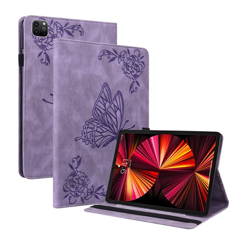 Apple iPad Pro 11 4th Gen (2022) Fodral med fjärilar, Lila - Skyddande fodral i fin design