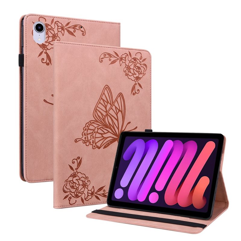 Apple iPad Mini 7th Gen (2024) Fodral med fjärilar, Rosa - Skyddande fodral i fin design