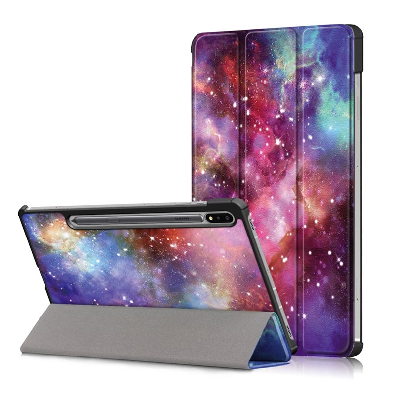Samsung Galaxy Tab S7 FE Tri-Fold Fodral, Rymd - Skyddande fodral med stödfunktion