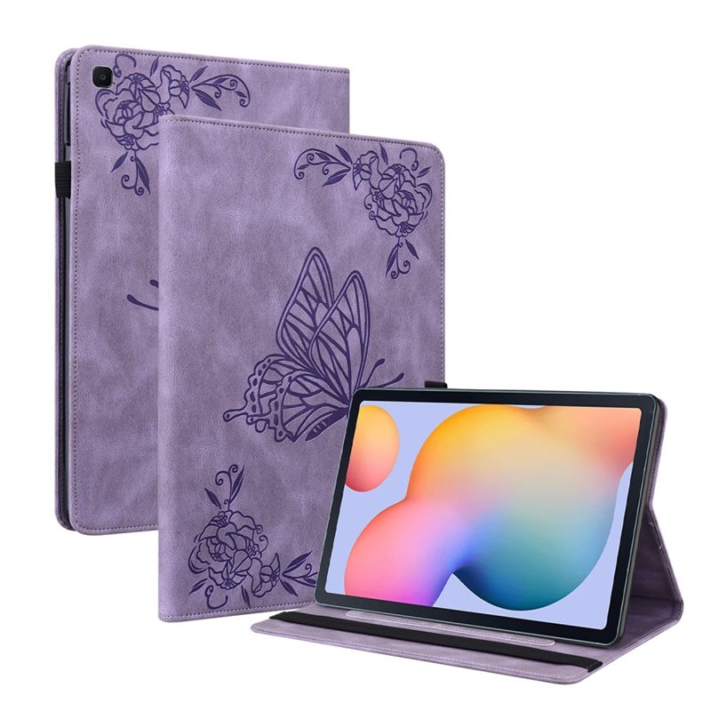 Samsung Galaxy Tab S6 Lite Fodral med fjärilar, Lila - Skyddande fodral i fin design