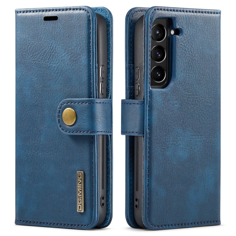DG.MING Samsung Galaxy S22 Plånboksfodral med avtagbart skal, Blue - Stilrent läderfodral med avtagbart magnetiskt skal