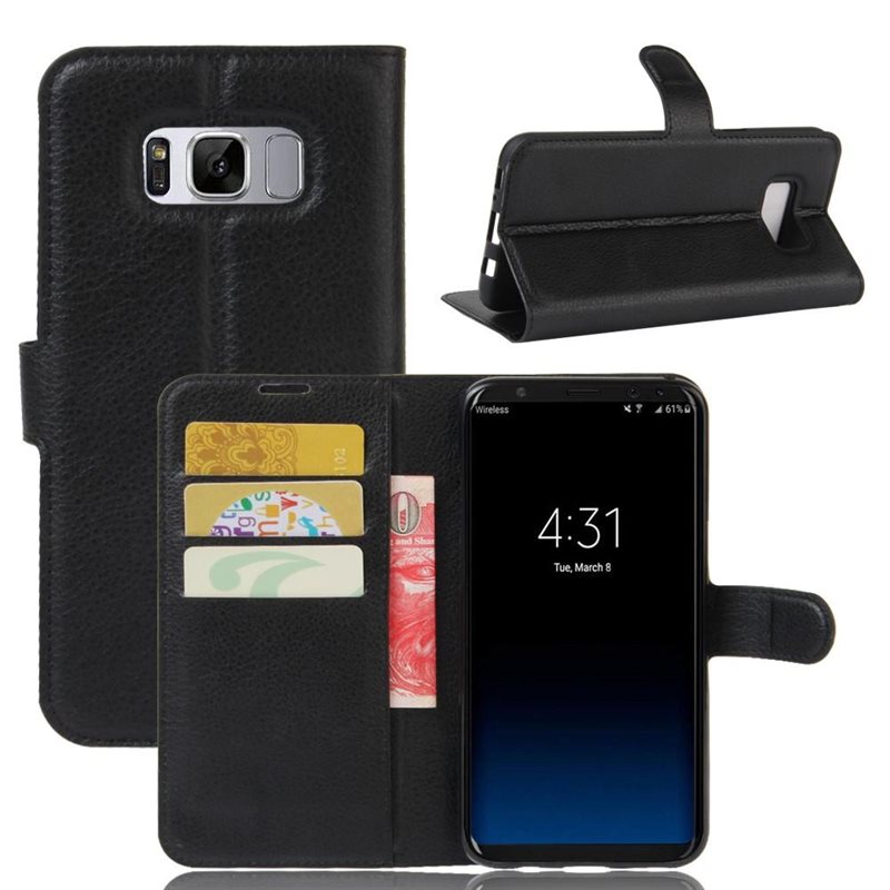 Samsung Galaxy S8 Enkelt mobilfodral, Svart - Praktiskt plånboksfodral med plats för sedlar och kort