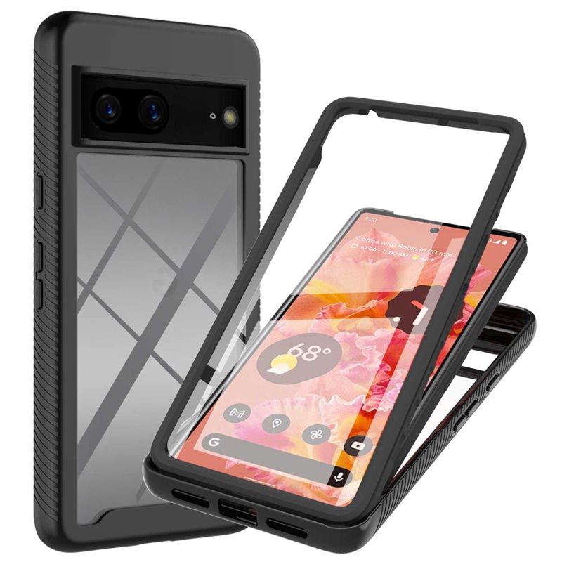 Google Pixel 7 Pro Mobilskal Full Protection, Svart - Heltäckande skal med integrerat skärmskydd