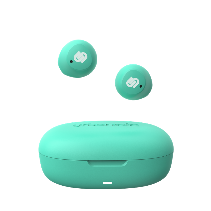 Urbanista Lisbon - Små och diskreta trådlösa hörlurar, Mint Green - Snygga trådlösa hörlurar