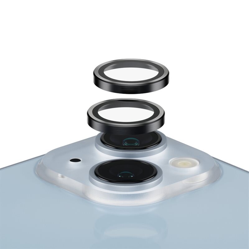 PanzerGlass iPhone 14 Plus Hoops linsskydd med aluminiumram, Svart
