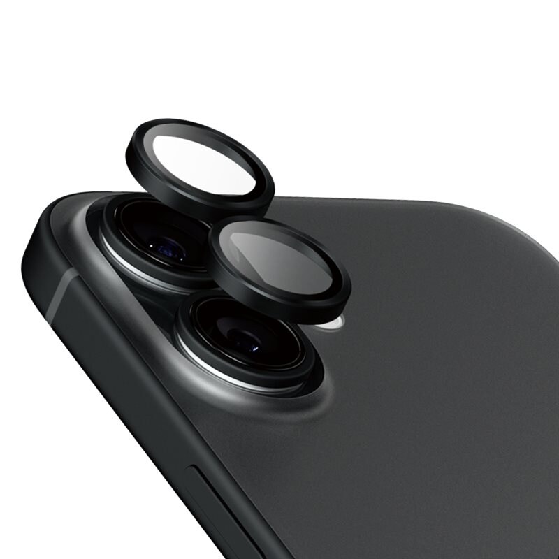 PanzerGlass iPhone 16 Hoops Ceramic linsskydd med aluminiumram, svart