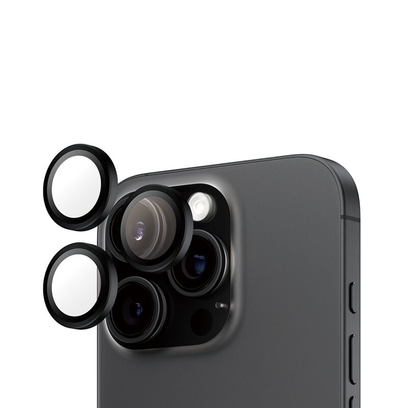 PanzerGlass iPhone 16 Pro Hoops linsskydd med aluminiumram, Svart