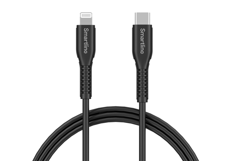 Smartline Slitstark Laddningskabel 2m USB-C till Lightning, svart