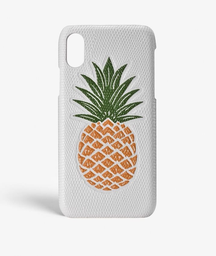 The Case Factory iPhone X/XS Skal Pineapple Orange Lizard White
