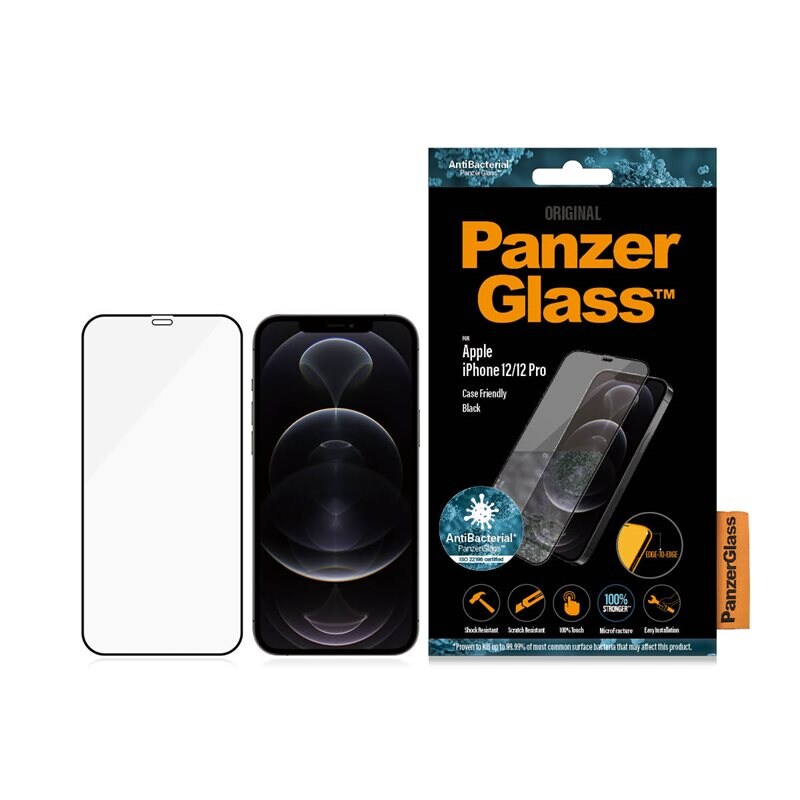 PanzerGlass iPhone 12/12 Pro Skärmskydd i reptåligt härdat glas - Edge-to-Edge