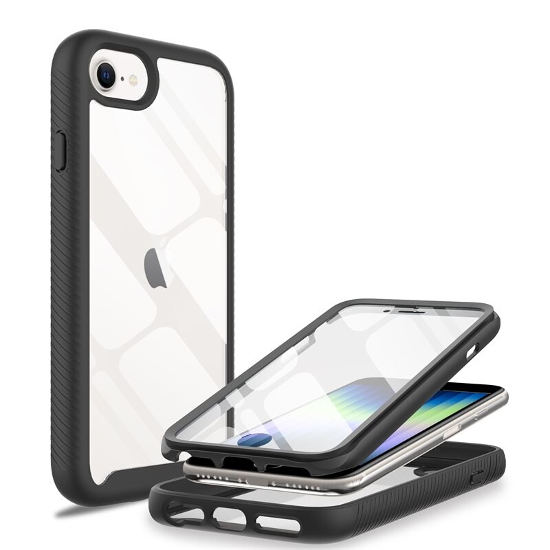 Mobique iPhone SE 2022 Mobilskal Full Protection, Svart - Heltäckande skal med integrerat skärmskydd