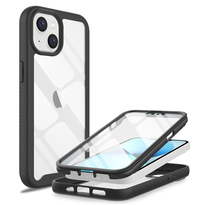 Mobique iPhone 14 Plus Mobilskal Full Protection, Svart - Heltäckande skal med integrerat skärmskydd