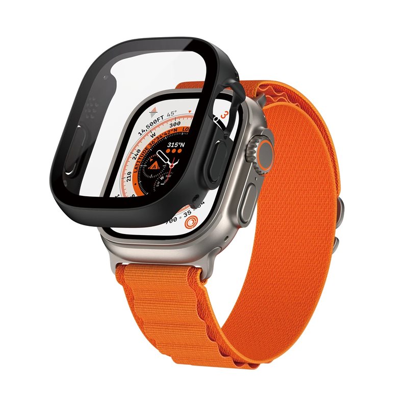 PanzerGlass Apple Watch Ultra 49mm Heltäckande skal med skärmskydd, Svart - Heltäckande skal - Enkel installation