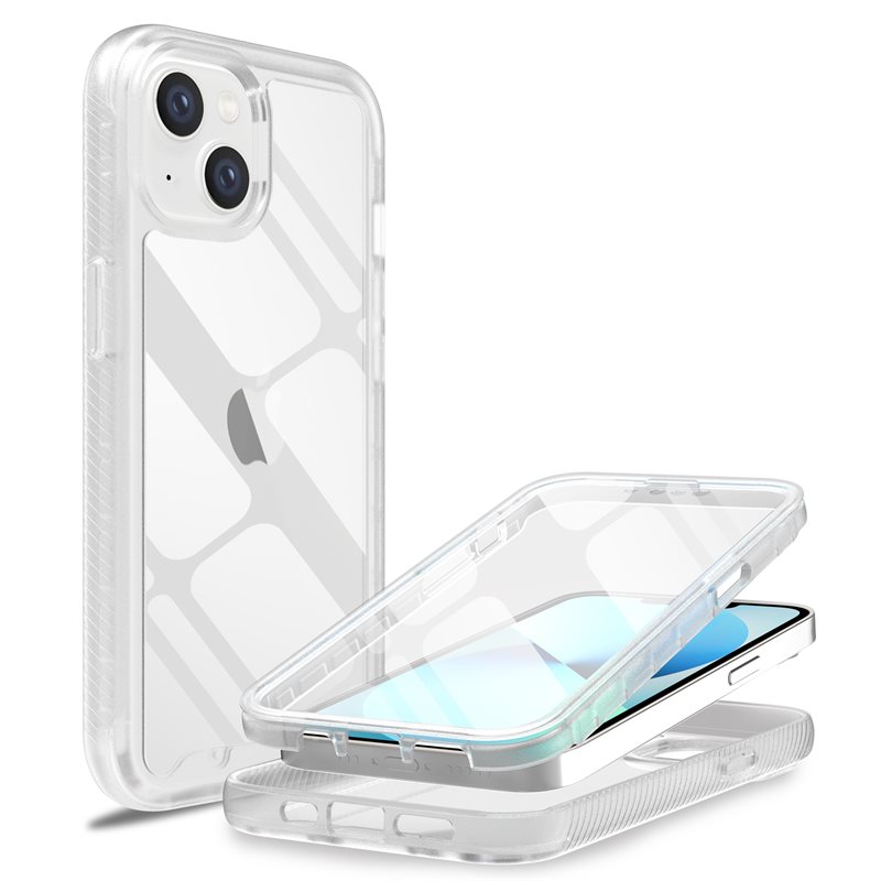 Mobique iPhone 14 Mobilskal Full Protection, Genomskinlig - Heltäckande skal med integrerat skärmskydd