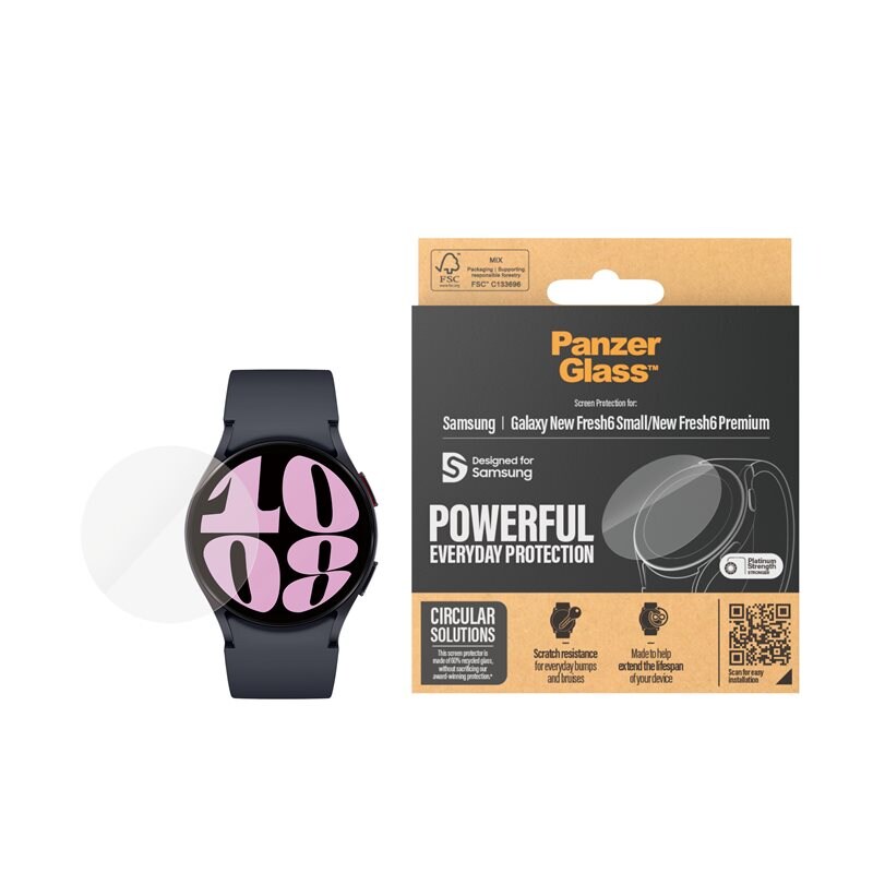 PanzerGlass Samsung Galaxy Watch 6 40mm Skärmskydd i reptåligt härdat glas - Ultra Wide Fit - Skärmskydd i härdat glas