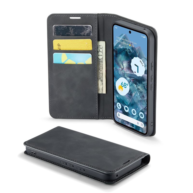 Mobique Google Pixel 9 Slimmat fodral med kortfack, Svart - Plånboksfodral i slimmad design
