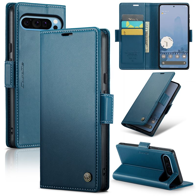 CaseMe Google Pixel 10 Pro XL Slimmat RFID-plånboksfodral, Blå - Tunt mobilfodral med plånbok och RFID-skydd