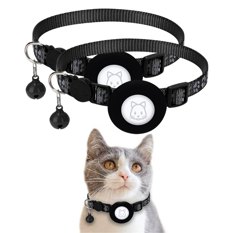 Apple AirTag Katthalsband med reflex 2-pack, svart