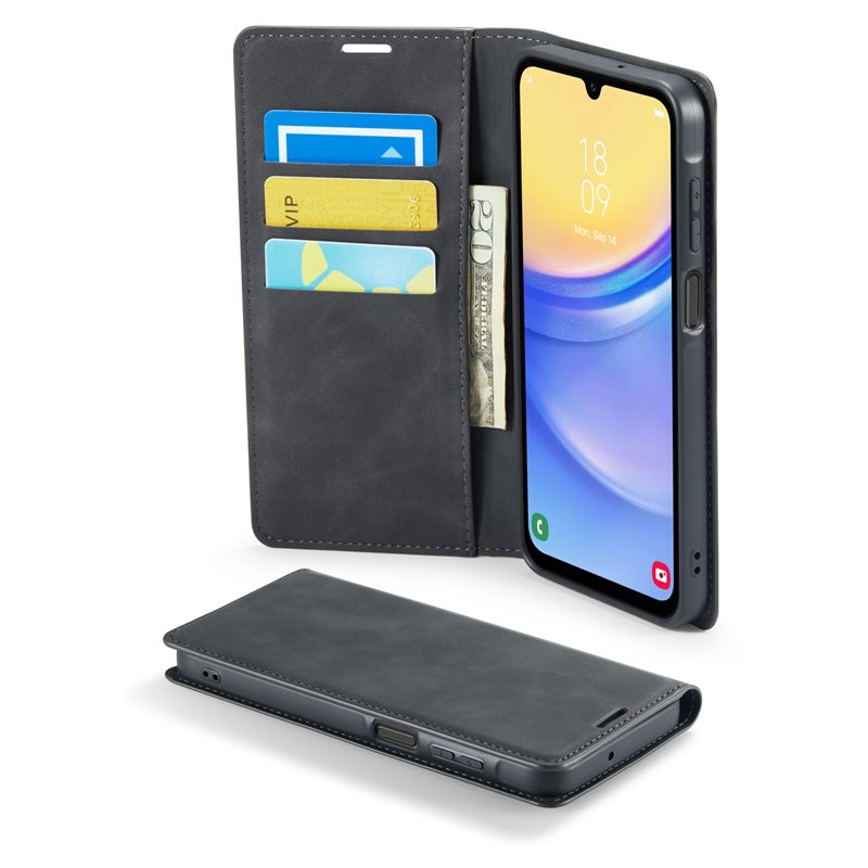 Mobique Samsung Galaxy A16 Slimmat fodral med kortfack, Svart - Plånboksfodral i slimmad design