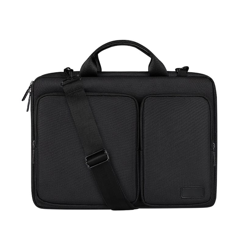 13.3" Laptopväska med axelrem & fickor, svart - Datorfodral