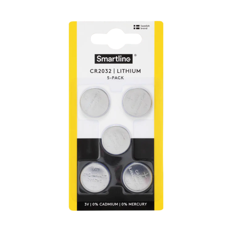 Smartline 5-pack Batteri Knappcell Lithium CR2032