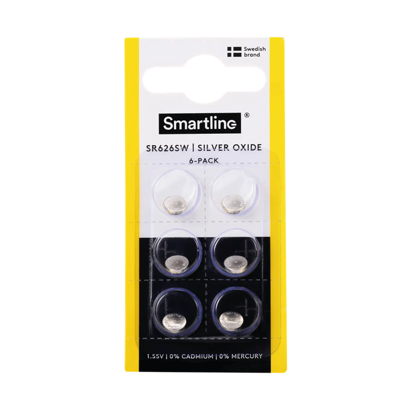 Smartline 6-pack Batteri Knappcell Lithium SR626SW