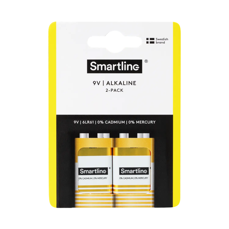 Smartline 2-pack Alkaliska 9V-batteri 6LR61