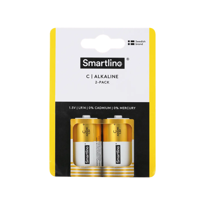 Smartline 2-pack Alkaliska C-batteri LR14