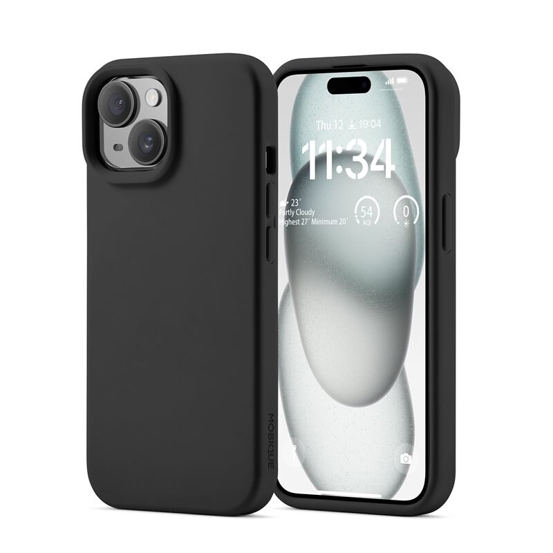 Mobique iPhone 15 Magnetiskt silikonskal, Svart