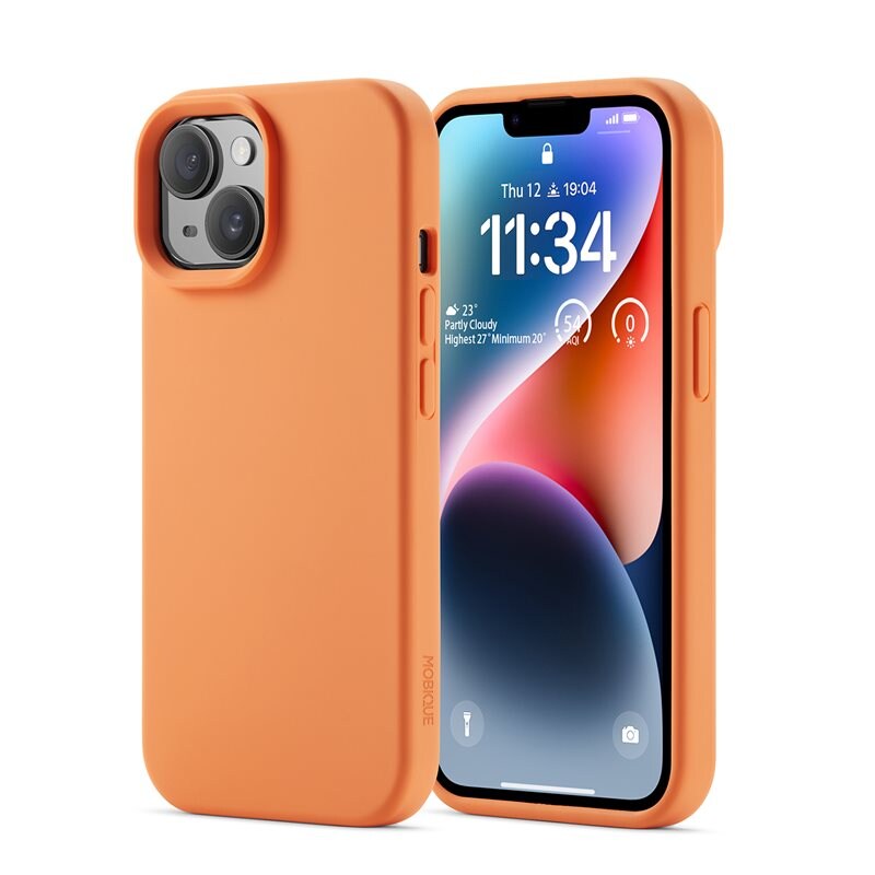 Mobique iPhone 14 Magnetiskt silikonskal, Solar Orange