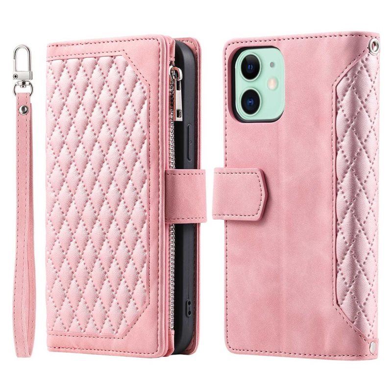 iPhone 11 Quiltad plånboksväska, Rosa - Mobilväska Dam
