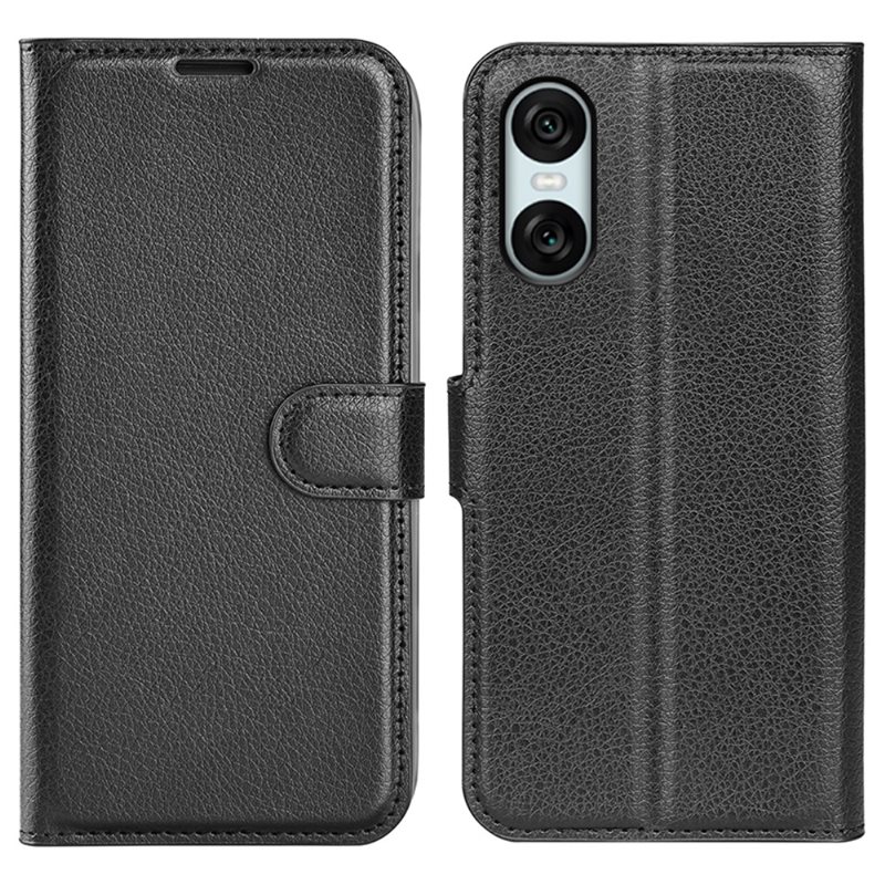 Sony Xperia 10 VI Enkelt mobilfodral, Svart - Praktiskt plånboksfodral med plats för sedlar och kort