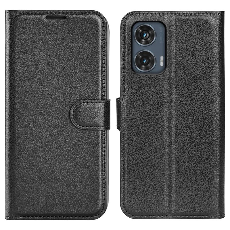Motorola Edge 50 Fusion Enkelt mobilfodral, Svart - Praktiskt plånboksfodral med plats för sedlar och kort