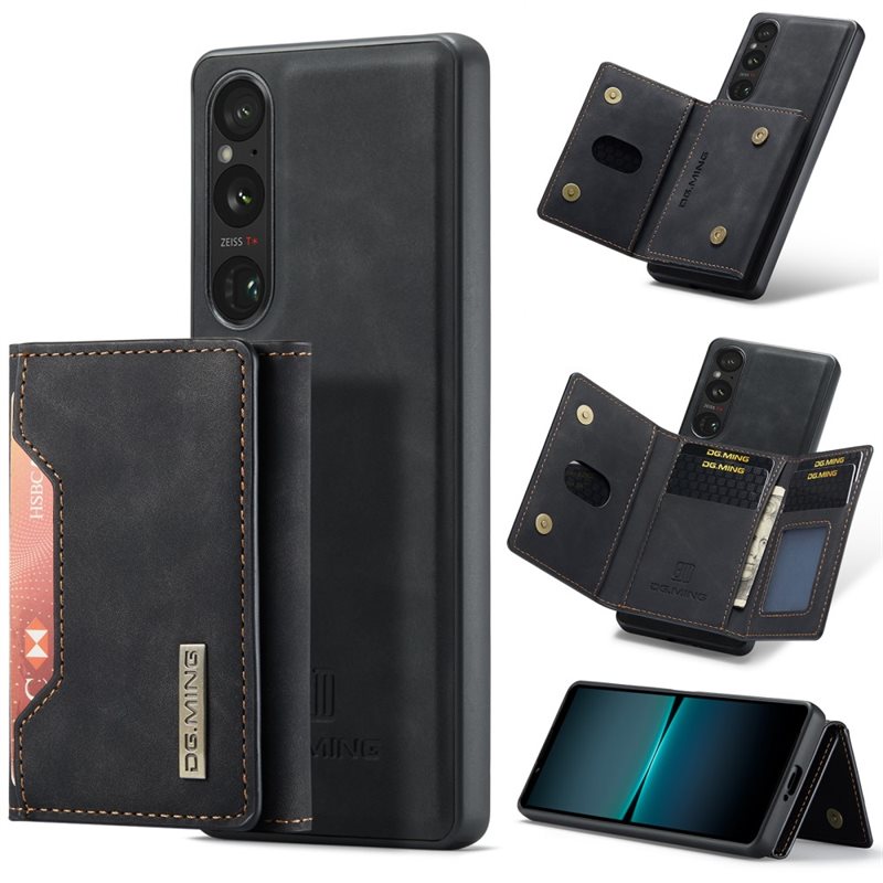 DG.MING Sony Xperia 1 VI Skal med avtagbar plånbok, Svart - Stilrent läderskal med avtagbar plånbok och stativfunktion