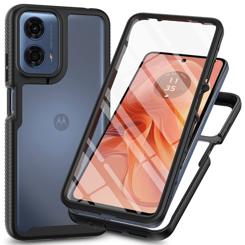 Motorola Moto G24 Mobilskal Full Protection, Svart - Heltäckande skal med integrerat skärmskydd