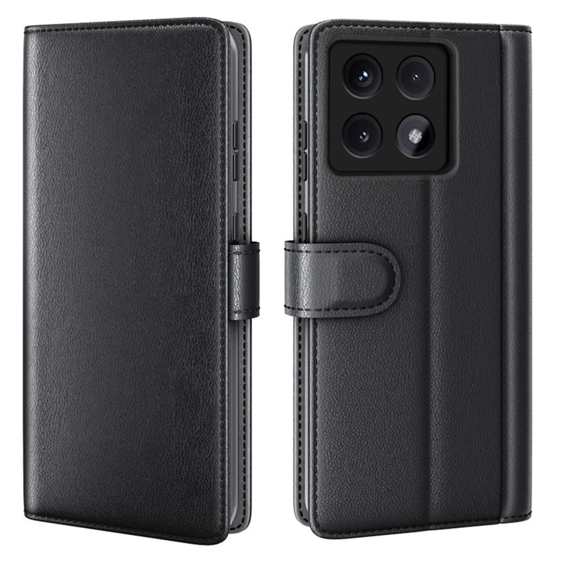 Xiaomi 14T Pro Plånboksfodral i Äkta Läder, Svart - Stilrent plånboksfodral med plats för sedlar och kort
