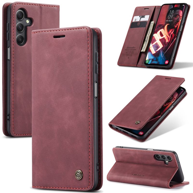 CaseMe Samsung Galaxy A16 Slimmat plånboksfodral, Röd - Tunt mobilfodral med plånbok