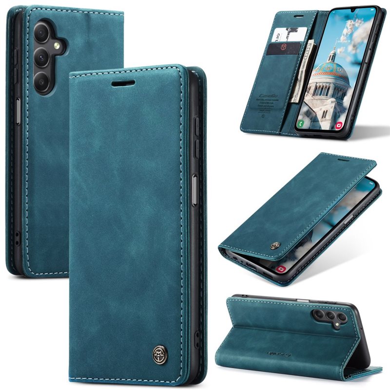 CaseMe Samsung Galaxy A16 Slimmat plånboksfodral, Blå - Tunt mobilfodral med plånbok