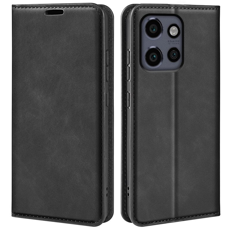 Motorola Edge 50 Neo Slimmat fodral med kortfack, Svart - Plånboksfodral i slimmad design