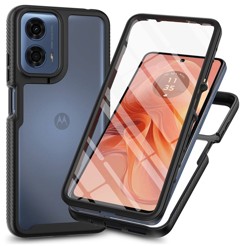 Motorola Moto G35 Mobilskal Full Protection, Svart - Heltäckande skal med integrerat skärmskydd