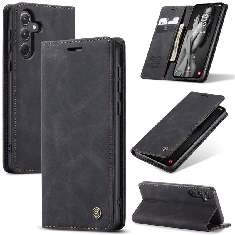 CaseMe Samsung Galaxy A56 Slimmat plånboksfodral, Svart - Tunt mobilfodral med plånbok