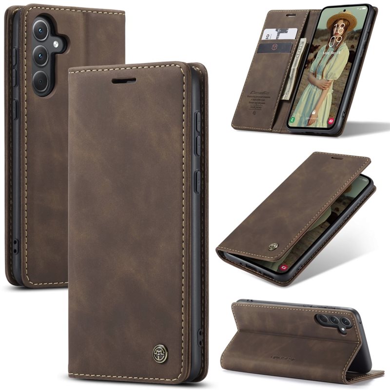 CaseMe Samsung Galaxy A56 Slimmat plånboksfodral, Brun - Tunt mobilfodral med plånbok