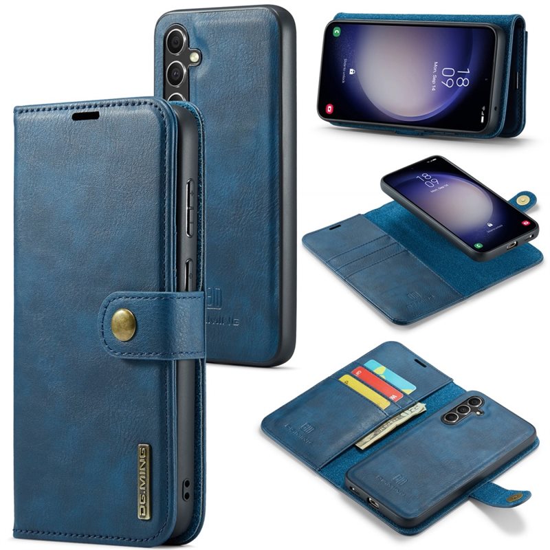 DG.MING Samsung Galaxy A56 Plånboksfodral med avtagbart skal, Blue - Stilrent läderfodral med avtagbart magnetiskt skal