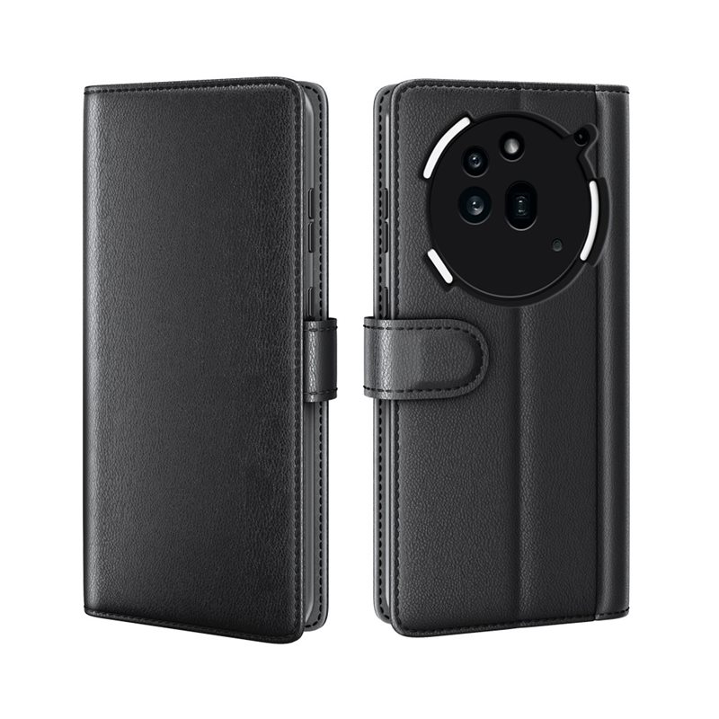 Nothing Phone 3a Pro Plånboksfodral i Äkta Läder, Svart - Stilrent plånboksfodral med plats för sedlar och kort