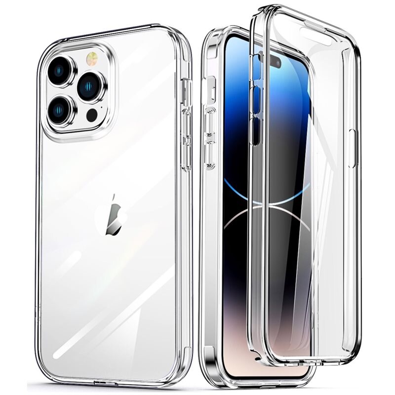 iPhone 14 Pro Mobilskal Full Protection, Genomskinlig - Heltäckande skal med integrerat skärmskydd