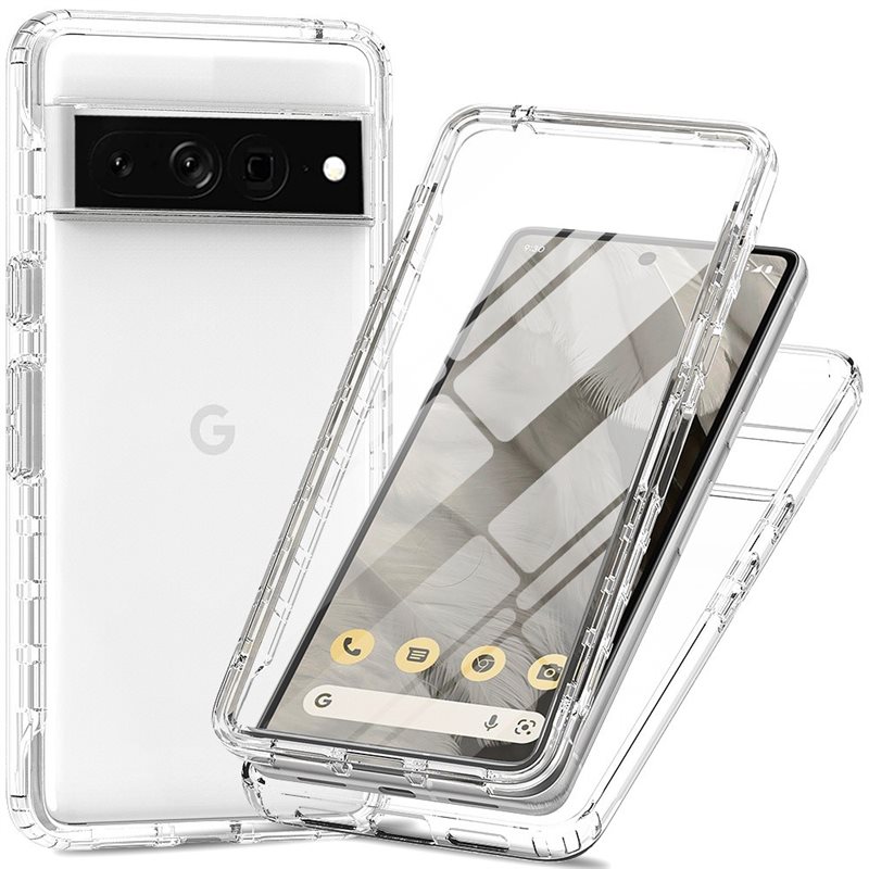 Google Pixel 7 Pro Mobilskal Full Protection, Genomskinlig - Heltäckande skal med integrerat skärmskydd