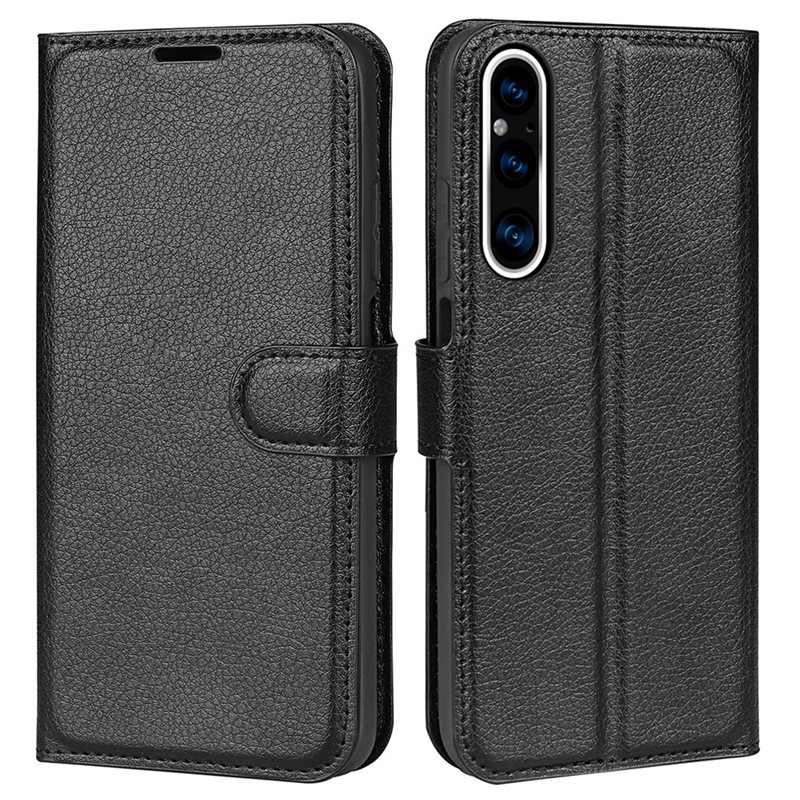 Sony Xperia 1 V Enkelt mobilfodral, Svart - Praktiskt plånboksfodral med plats för sedlar och kort