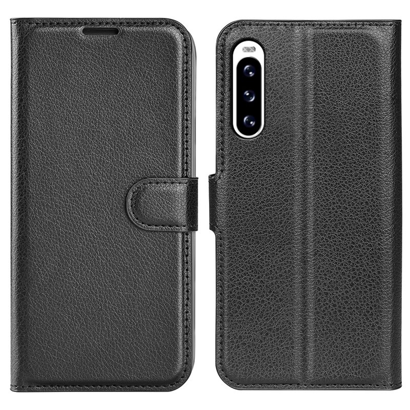 Sony Xperia 10 V Enkelt mobilfodral, Svart - Praktiskt plånboksfodral med plats för sedlar och kort