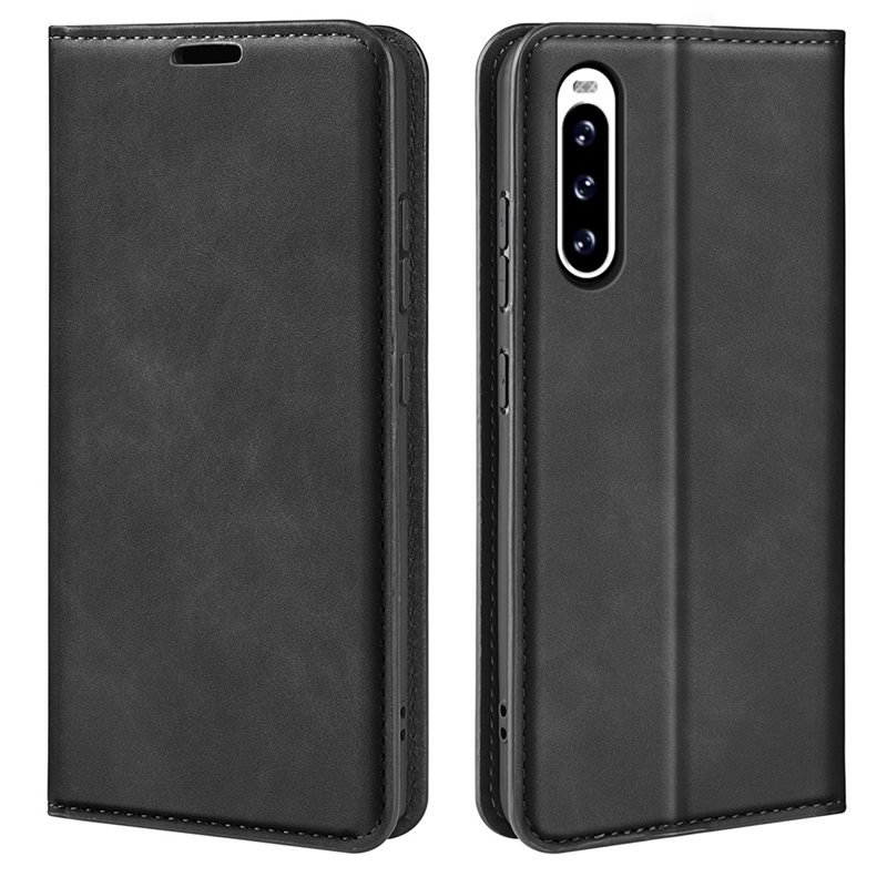 Sony Xperia 10 V Slimmat fodral med kortfack, Svart - Plånboksfodral i slimmad design