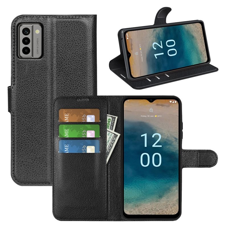 Nokia G22 Enkelt mobilfodral, Svart - Praktiskt plånboksfodral med plats för sedlar och kort